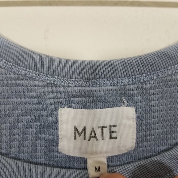 MATE the Label Organic Cotton Thermal Crop Tank Top Blue Size M - Picture 2 of 5